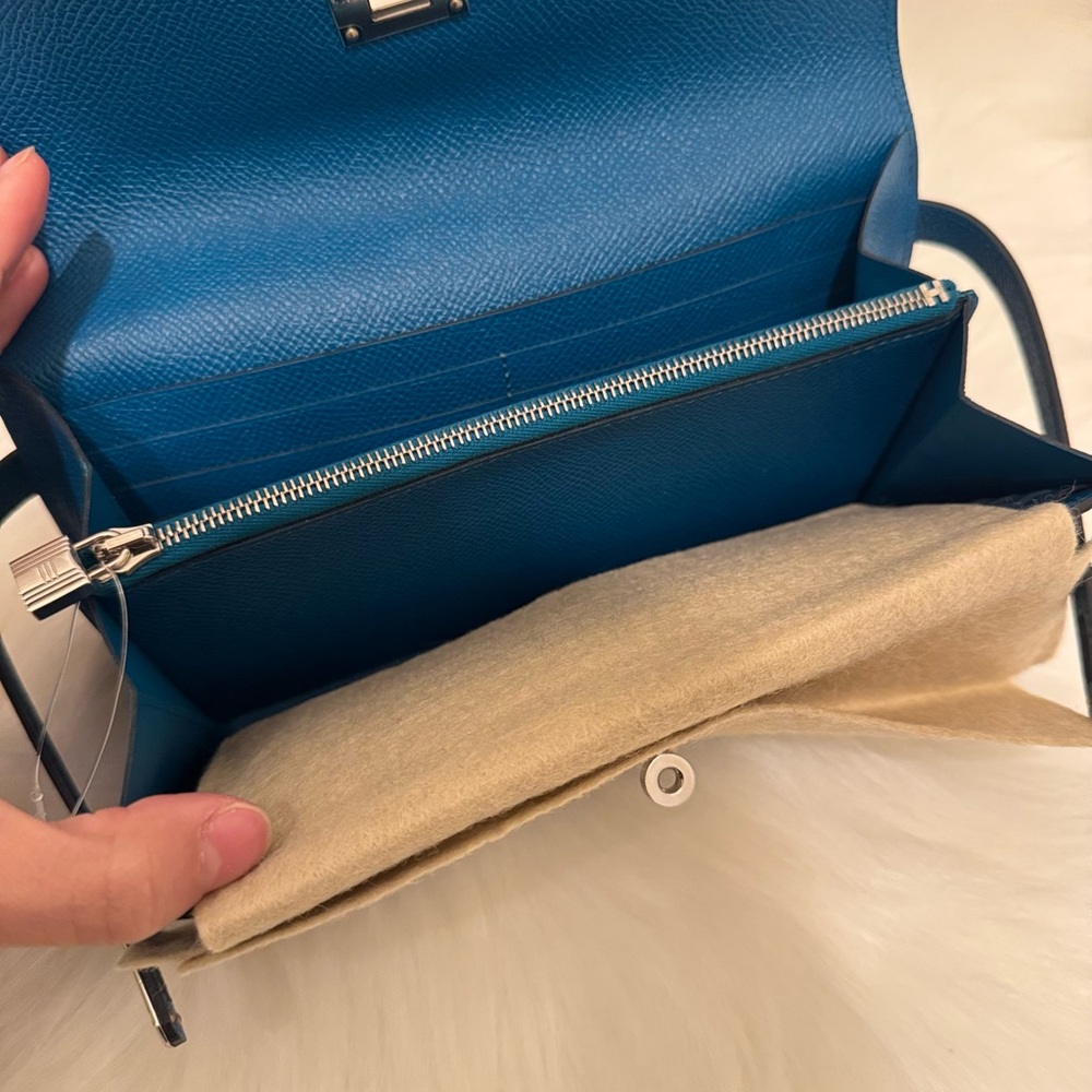 Hermes Blue Epsom Kelly Classic Wallet - Picture 8 of 9